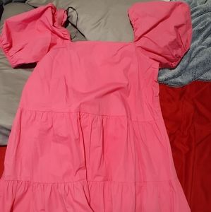 H&M hot pink puffed sleeve dress